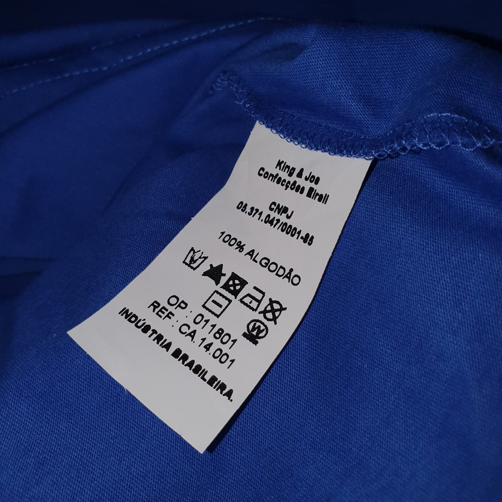 Camiseta Básica King&Joe Masculina Azul Oceano Logo Cinza