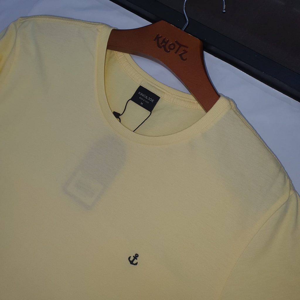 Camiseta Básica king&Joe Masculina Amarela Logo Preto