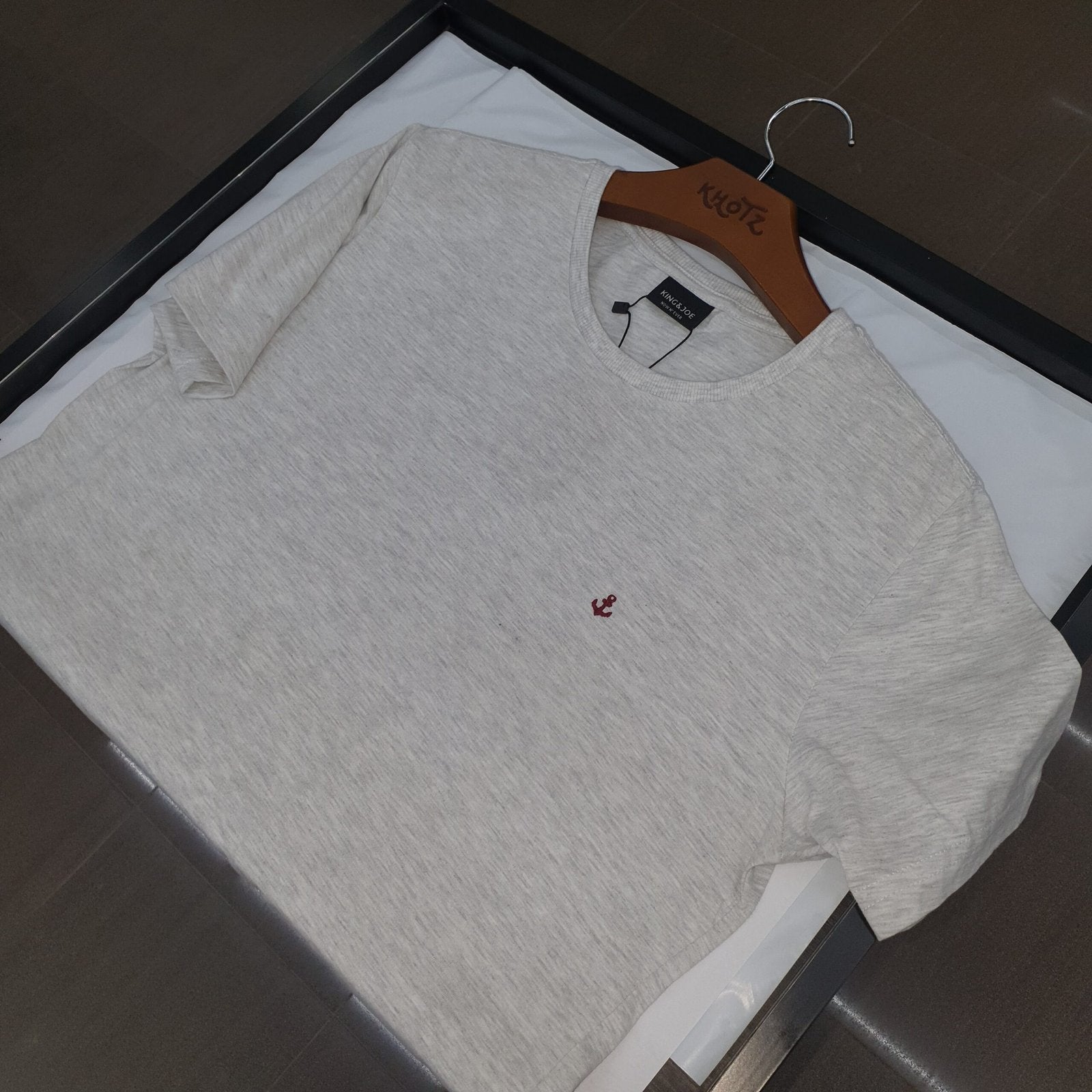 Camiseta Básica king&Joe Masculina Mescla Logo Bordô