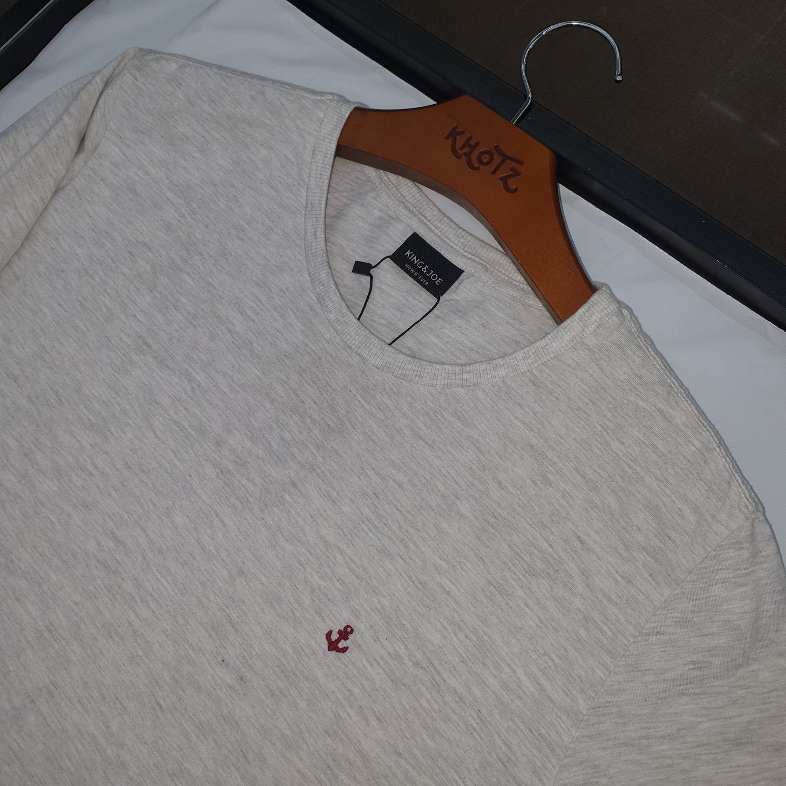 Camiseta Básica king&Joe Masculina Mescla Logo Bordô