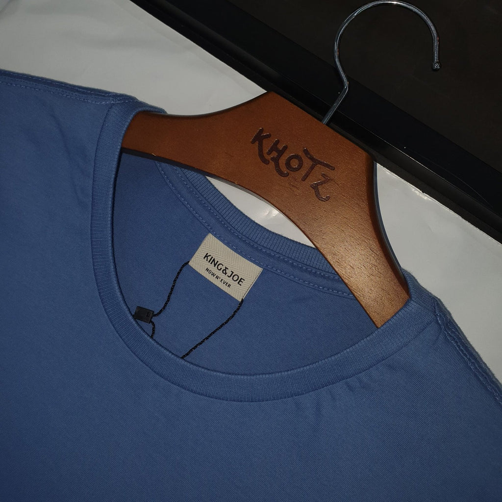 Camiseta Básica king&Joe Masculina Azul Cinzento Logo Cinza