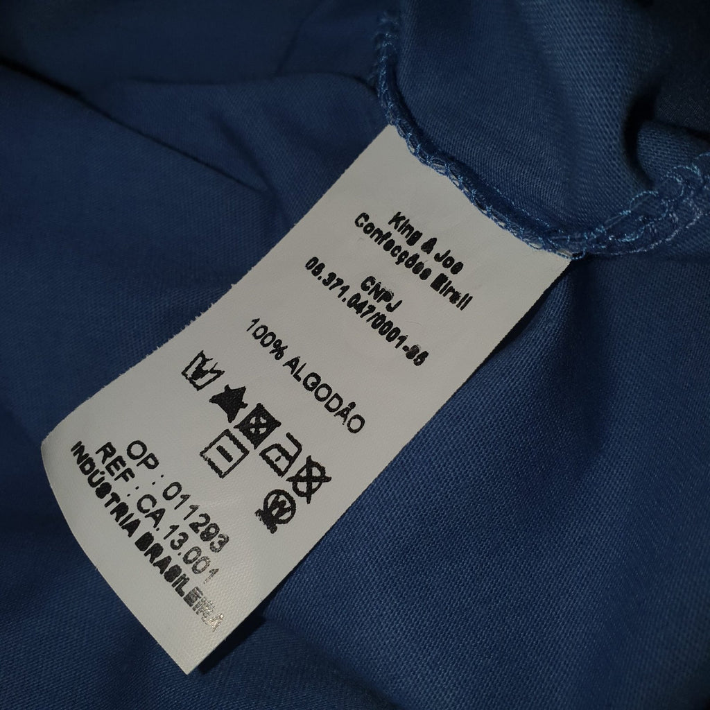 Camiseta Básica king&Joe Masculina Azul Cinzento Logo Cinza