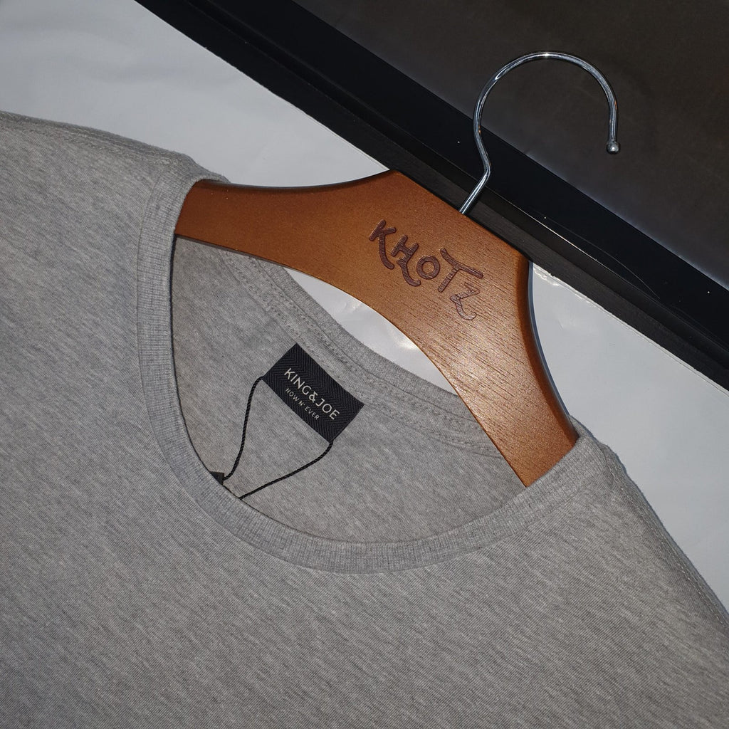 Camiseta Básica king&Joe Masculina Cinza Logo Marinho