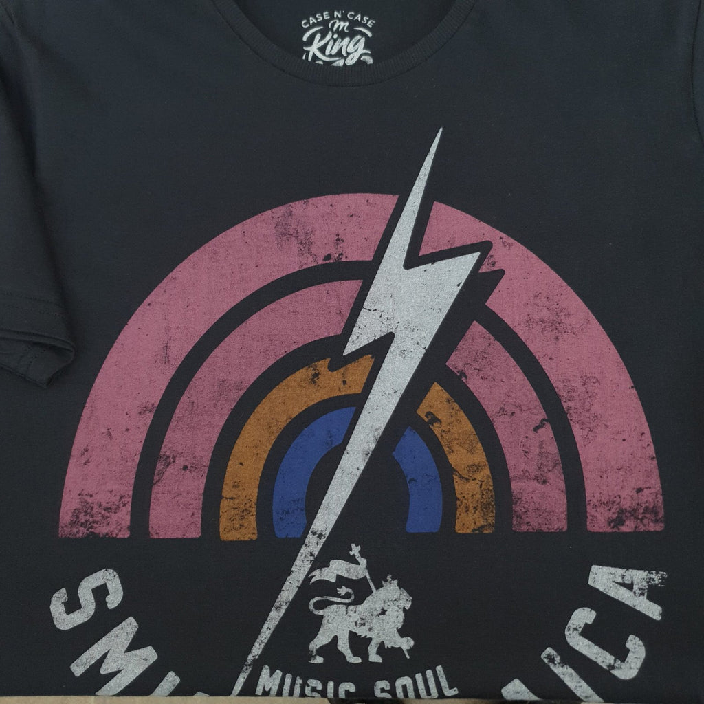 Camiseta Básica King&Joe Masculina Petróleo Estampa Smile Jamaica