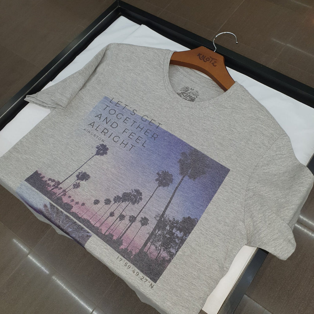 Camiseta Básica King&Joe Masculina Cinza Estampa Coqueiros