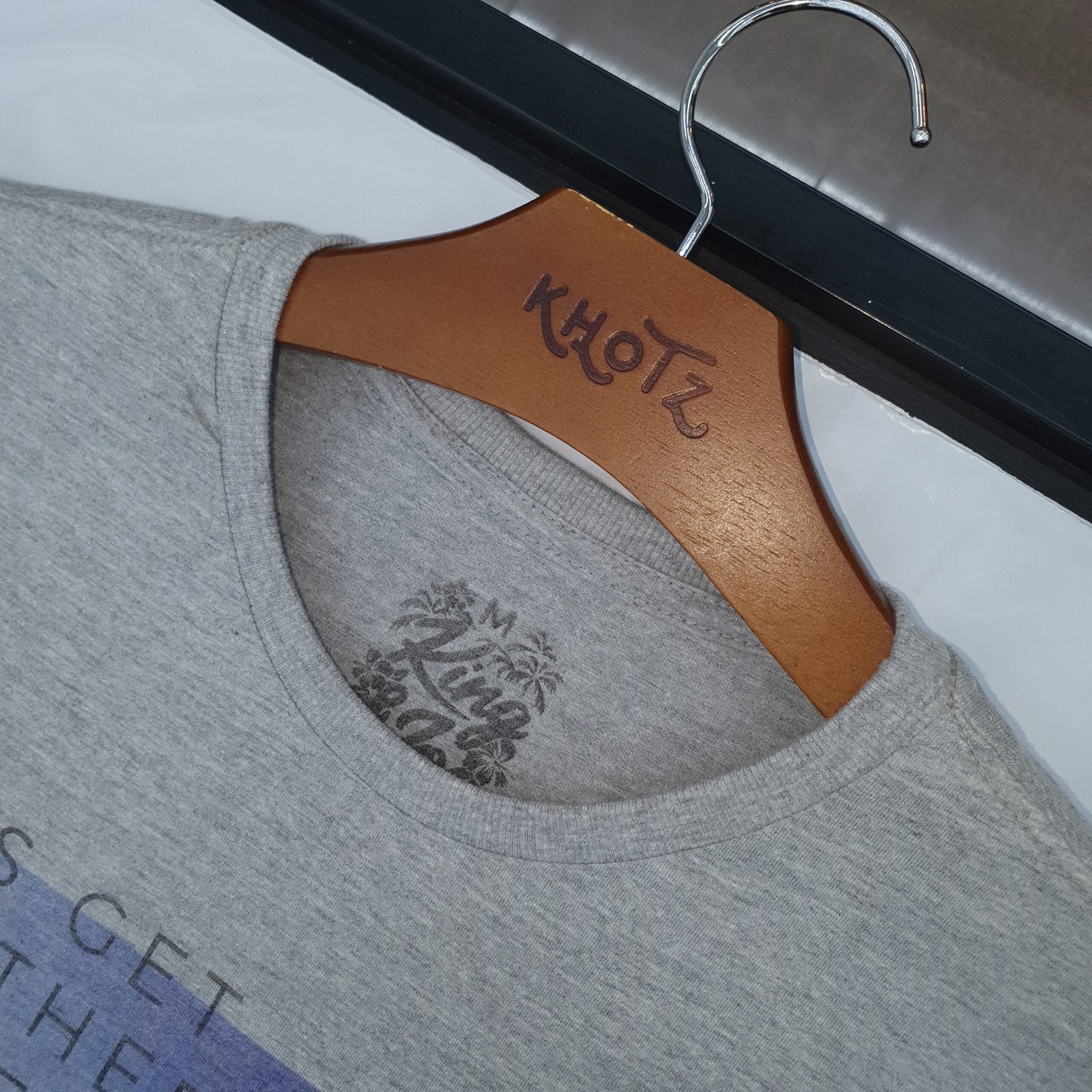 Camiseta Básica King&Joe Masculina Cinza Estampa Coqueiros