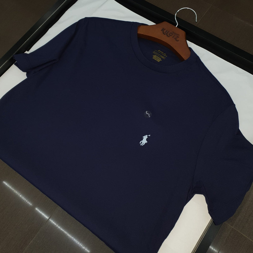 Camiseta Básica Ralph Lauren Masculina Azul Marinho Pony Azul Neon