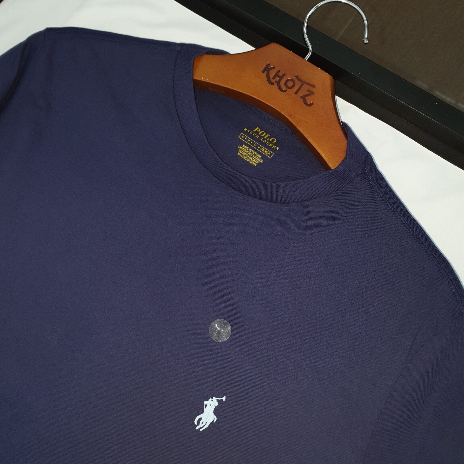 Camiseta Básica Ralph Lauren Masculina Azul Marinho Pony Azul Neon