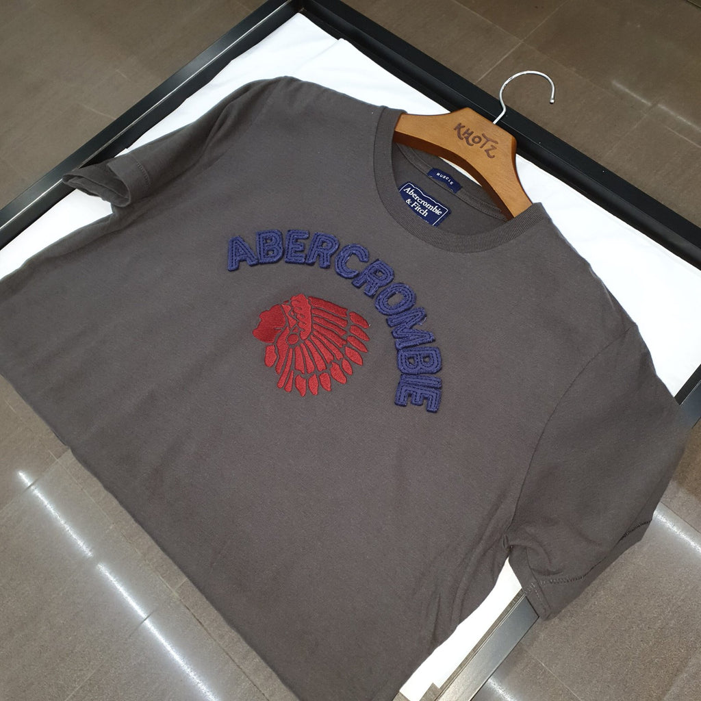 Camiseta Abercrombie Masculina Chumbo Estampa Índio Colorado