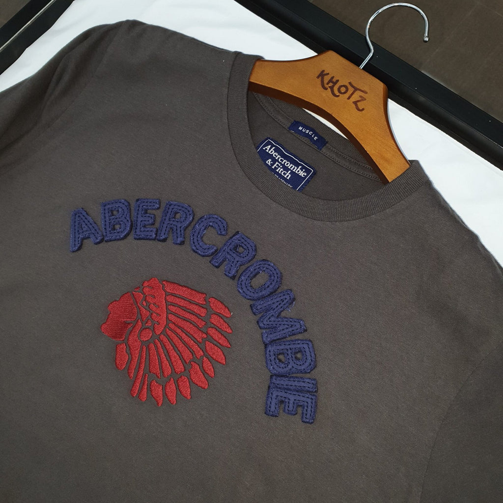 Camiseta Abercrombie Masculina Chumbo Estampa Índio Colorado