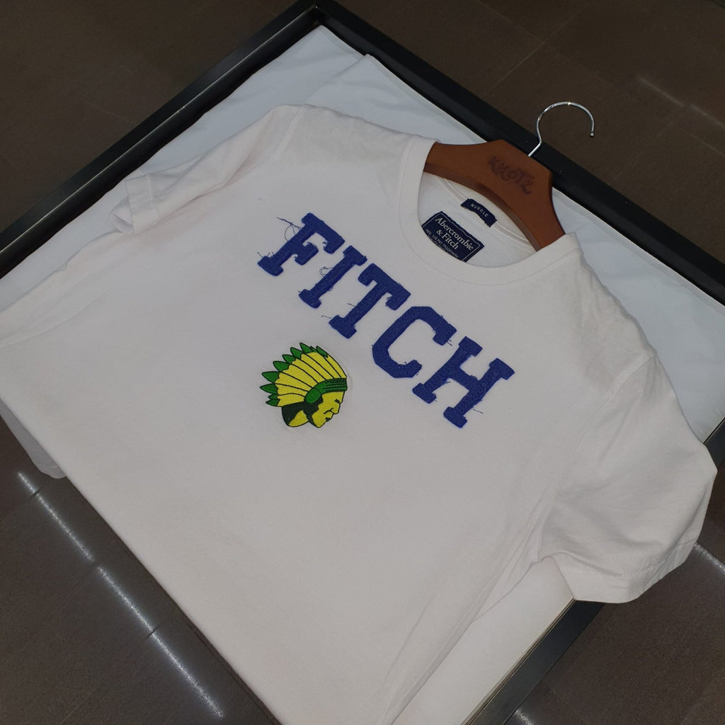 Camiseta Abercrombie Masculina Branca Estampa Índio Amarelo