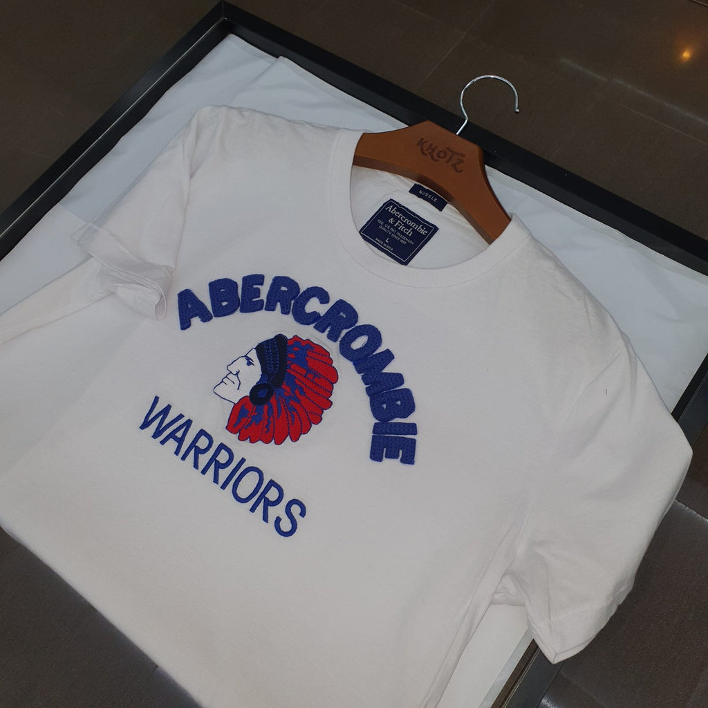 Camiseta Abercrombie Masculina Branca Estampa Índio Warriors