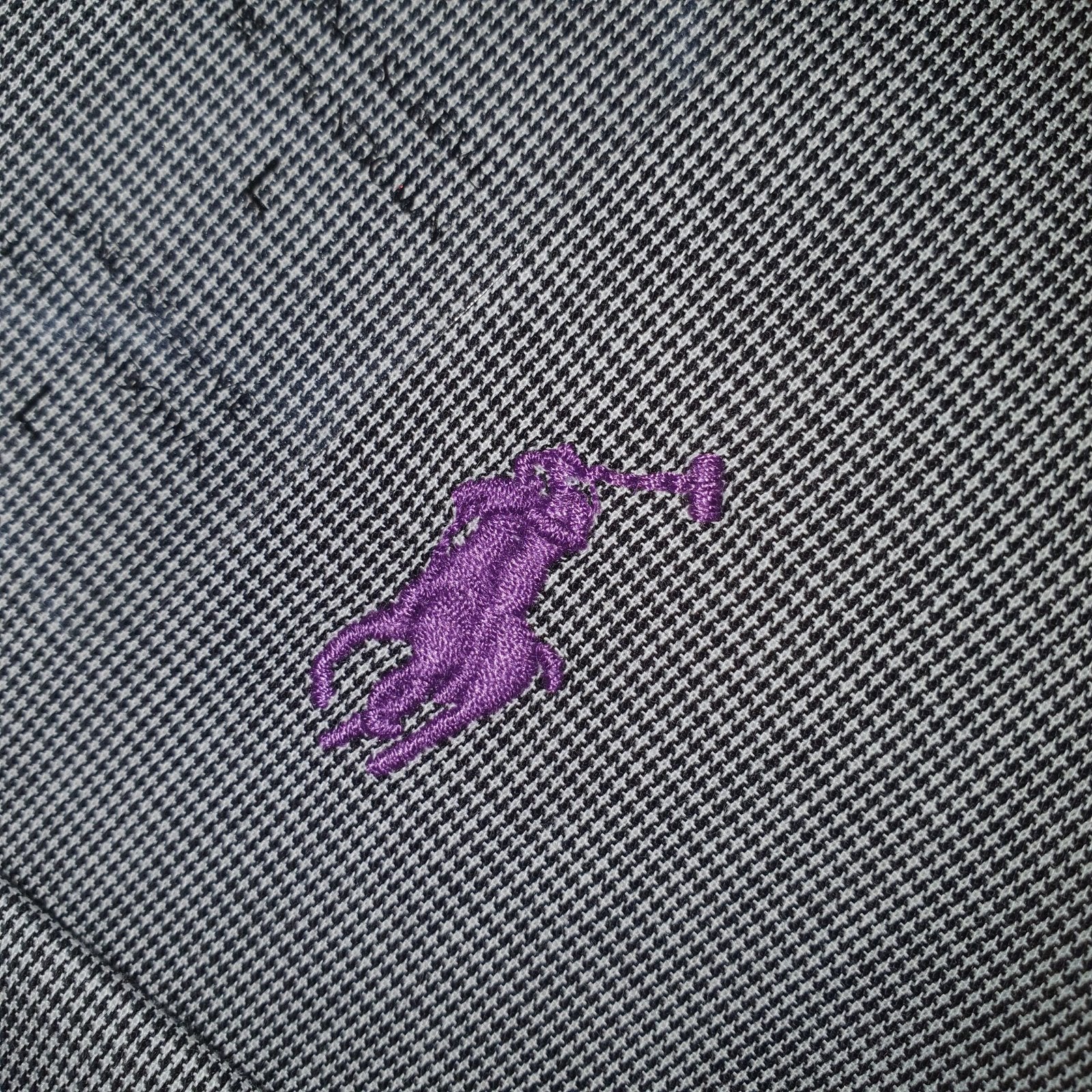 Camisa Ralph Lauren Masculina Tecido Maquinetado Chumbo Pony Lilás