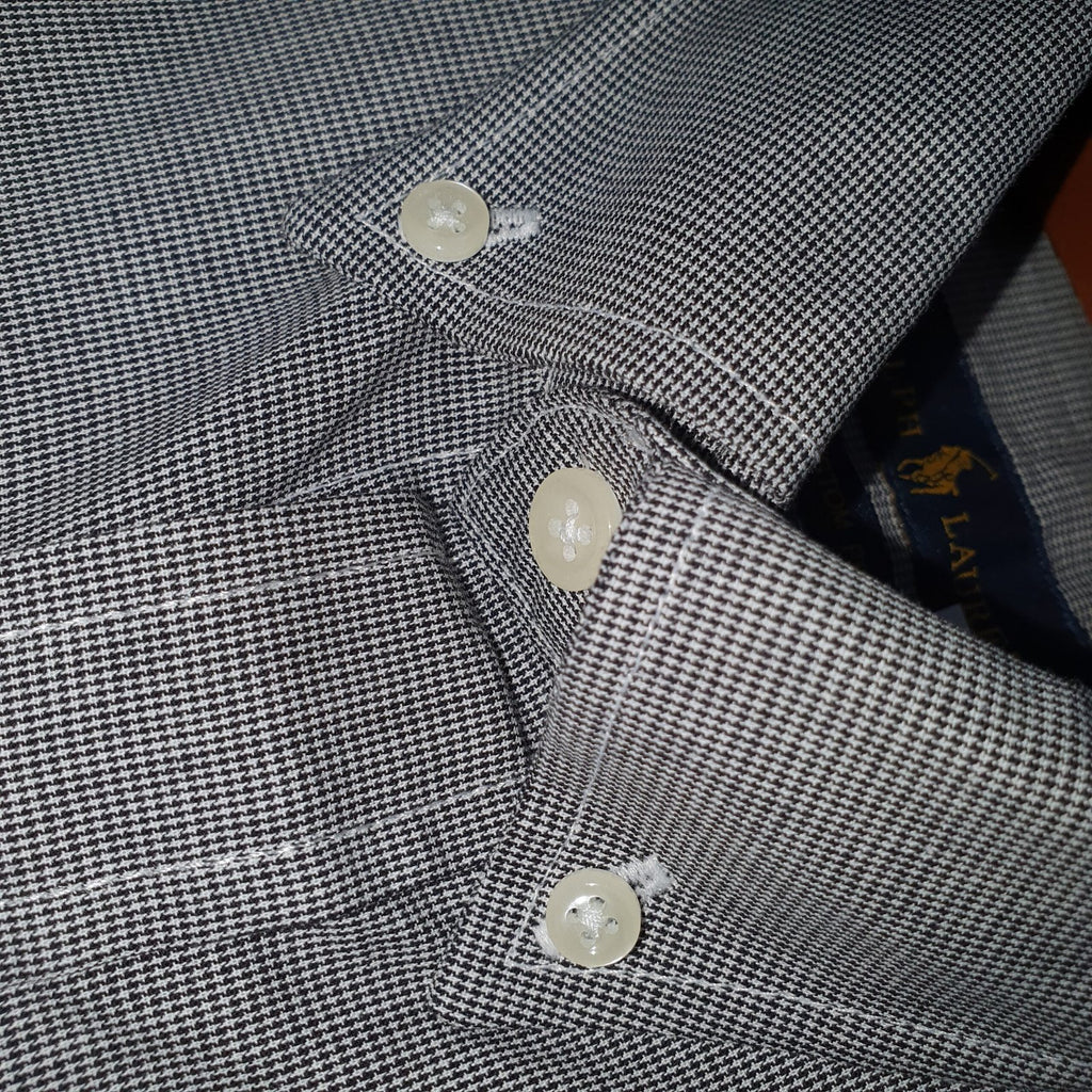 Camisa Ralph Lauren Masculina Tecido Maquinetado Chumbo Pony Lilás
