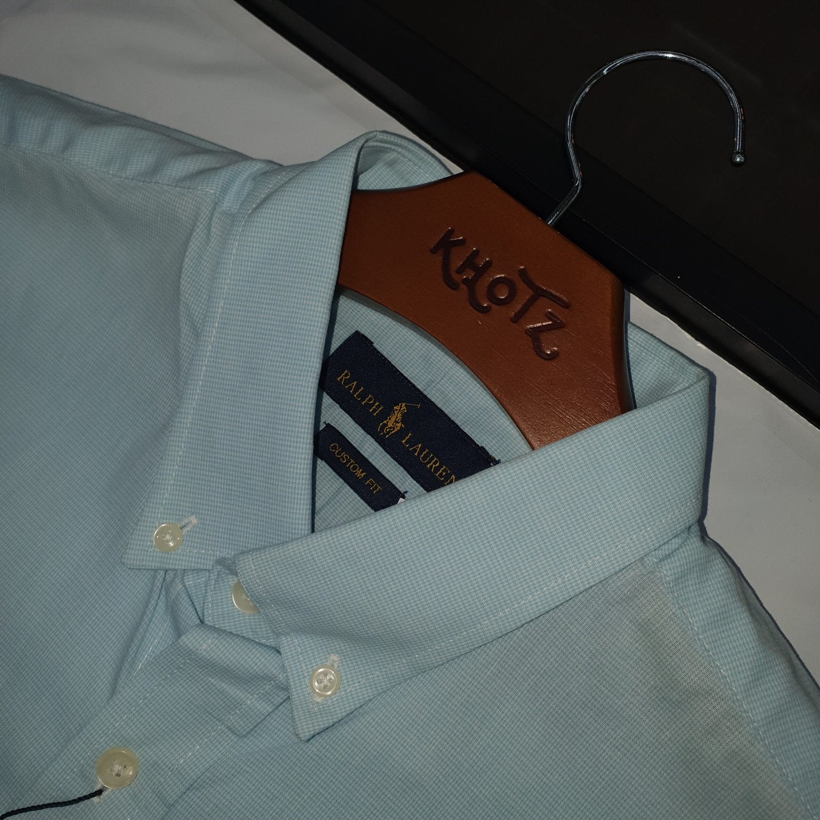 Camisa Ralph Lauren Masculina Tecido Maquinetado Azul Bebê Pony Laranja