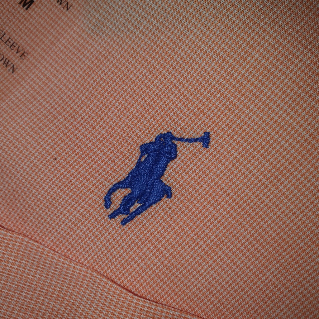 Camisa Ralph Lauren Masculina Tecido Maquinetado Salmão Pony Azul