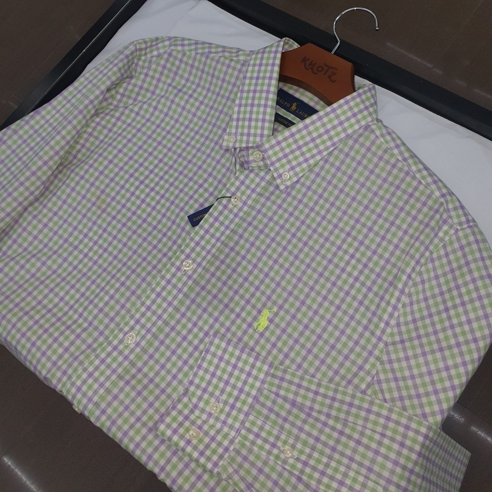 Camisa Ralph Lauren Masculina Xadrez Abacate Pony Limão