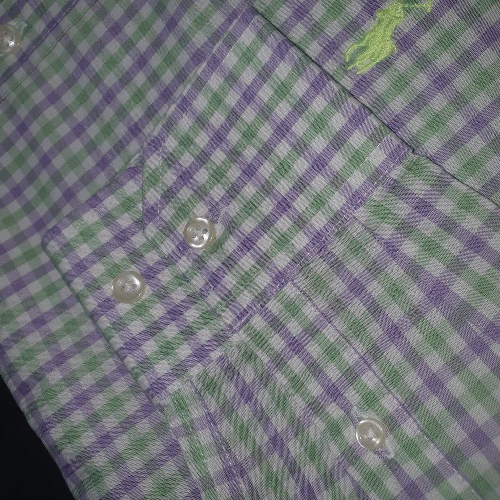 Camisa Ralph Lauren Masculina Xadrez Abacate Pony Limão