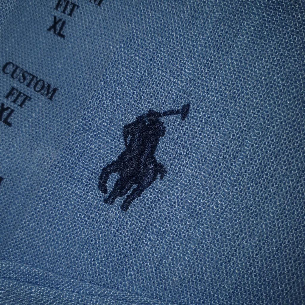 Camisa Ralph Lauren Masculina Linho Azul Celeste Pony Marinho