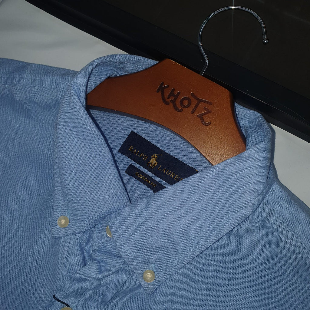 Camisa Ralph Lauren Masculina Linho Azul Celeste Pony Marinho
