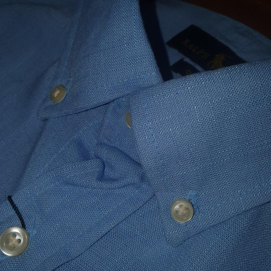 Camisa Ralph Lauren Masculina Linho Azul Celeste Pony Marinho