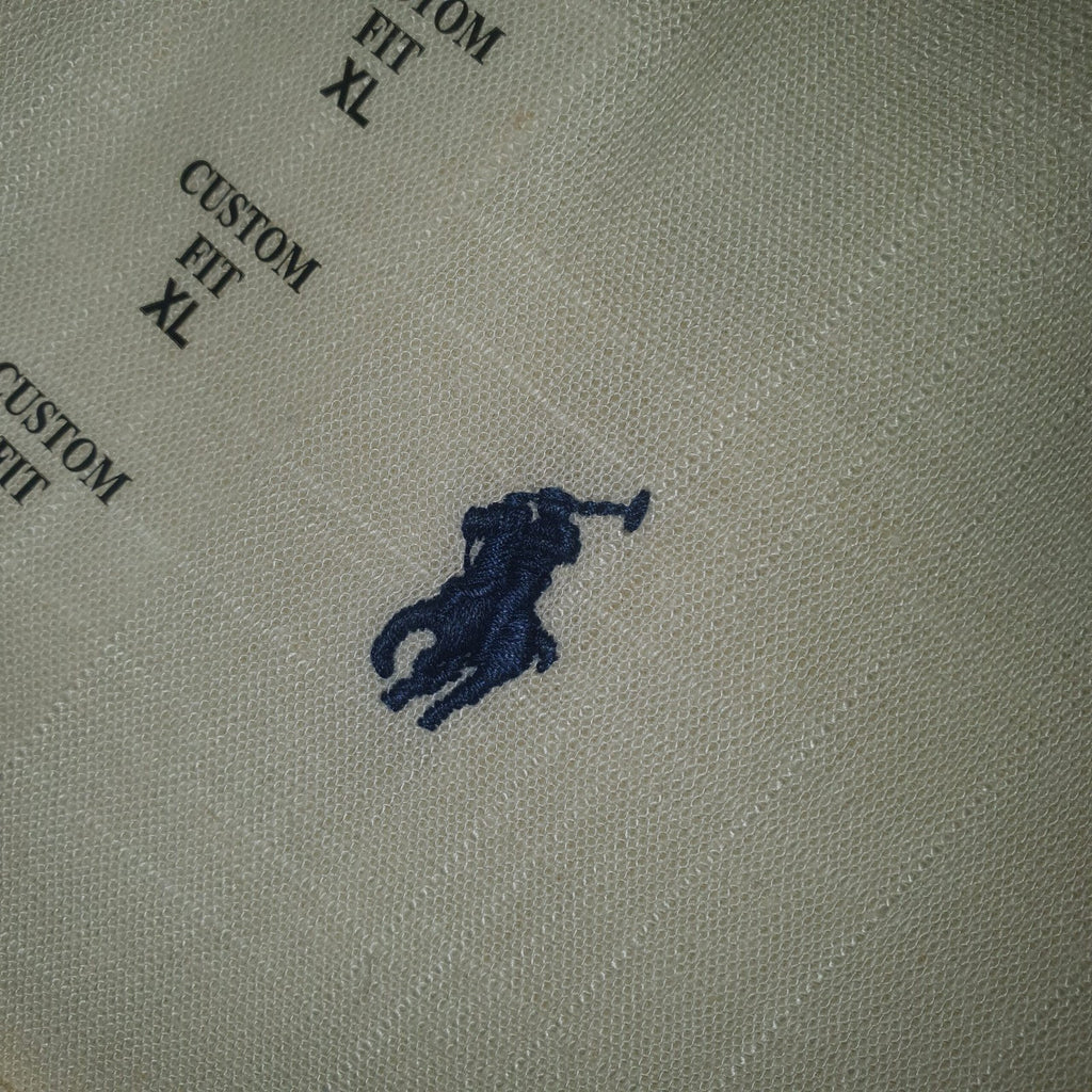Camisa Ralph Lauren Masculina Linho Amarelo Creme Pony Marinho