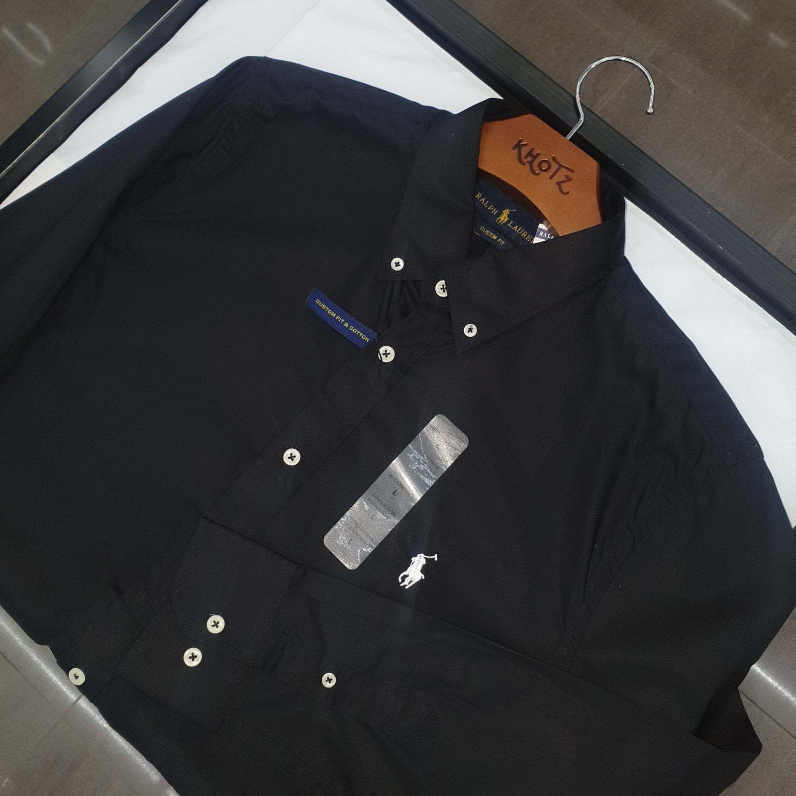 Camisa Ralph Lauren Masculina Algodão Seco Preta Pony Branco