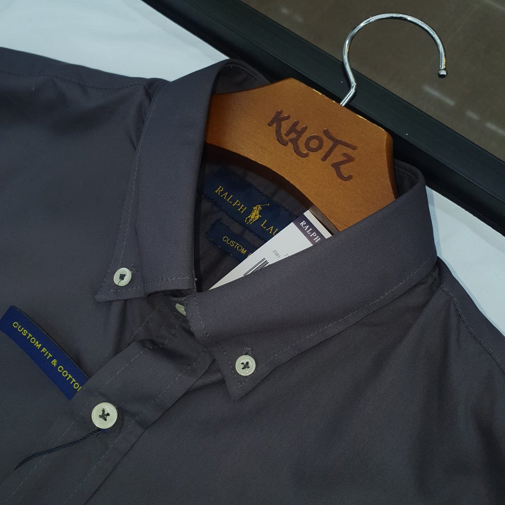 Camisa Ralph Lauren Masculina Algodão Seco Cinzenta Pony Branco