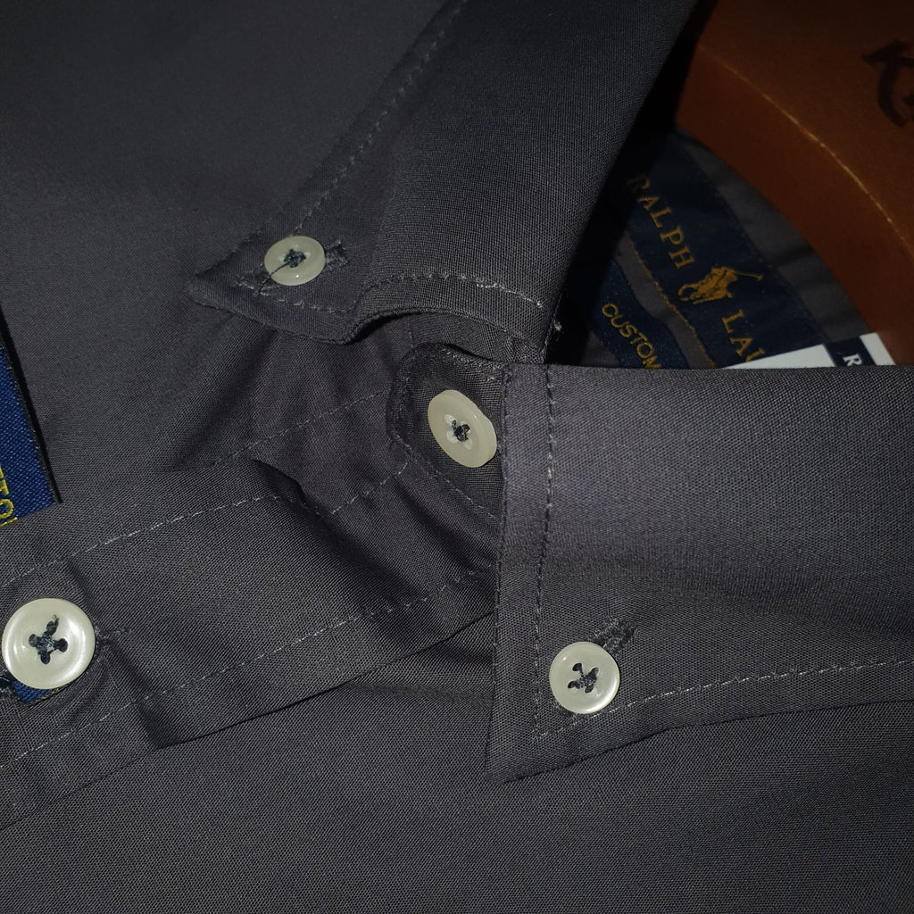 Camisa Ralph Lauren Masculina Algodão Seco Cinzenta Pony Branco