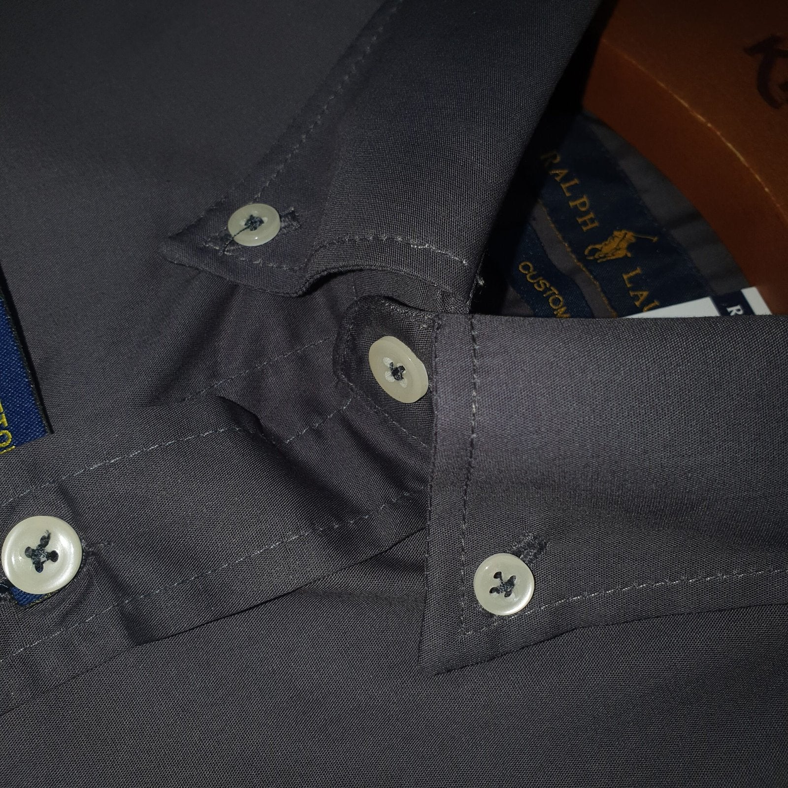 Camisa Ralph Lauren Masculina Algodão Seco Cinzenta Pony Branco