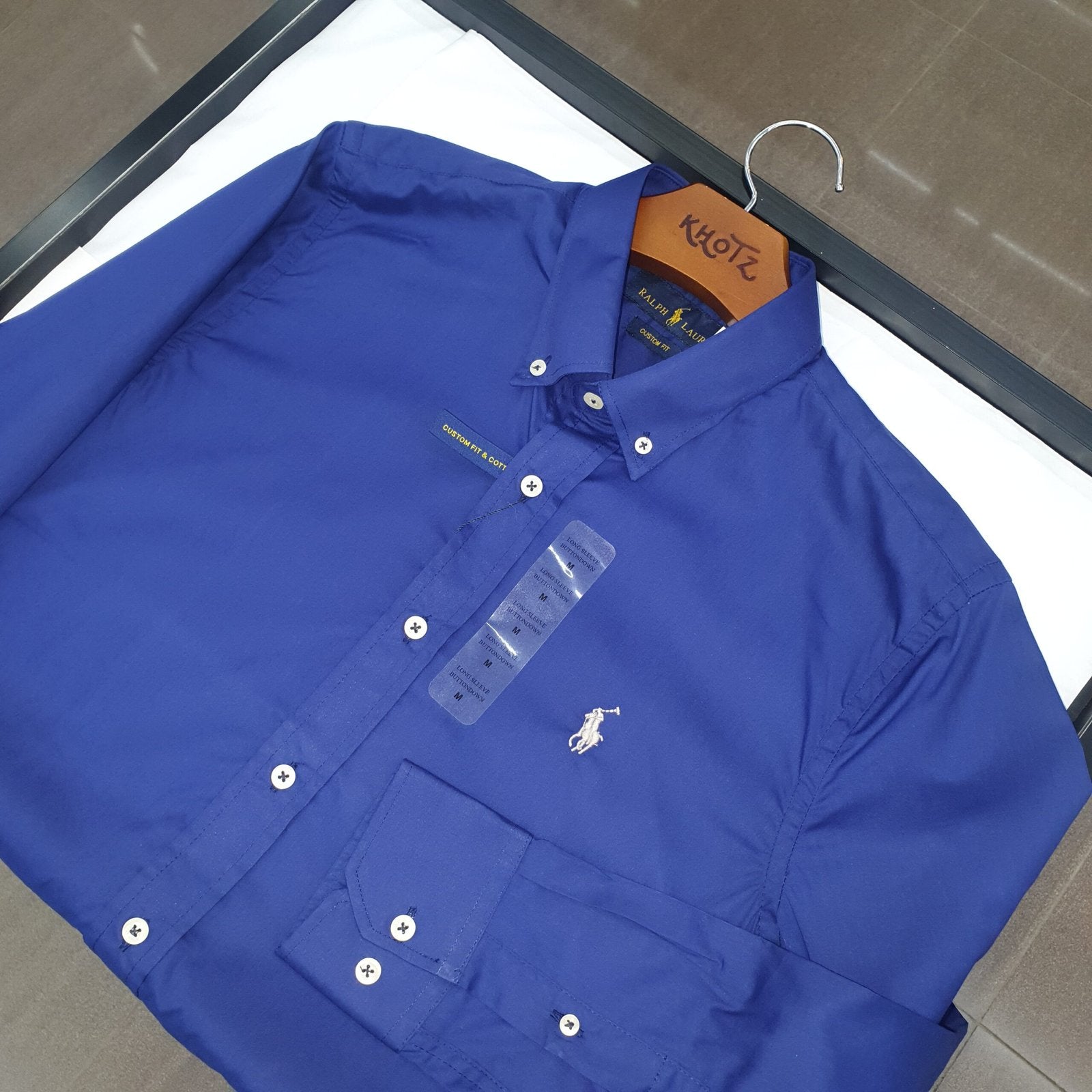 Camisa Ralph Lauren Masculina Algodão Seco Azul Oceano Pony Cinza