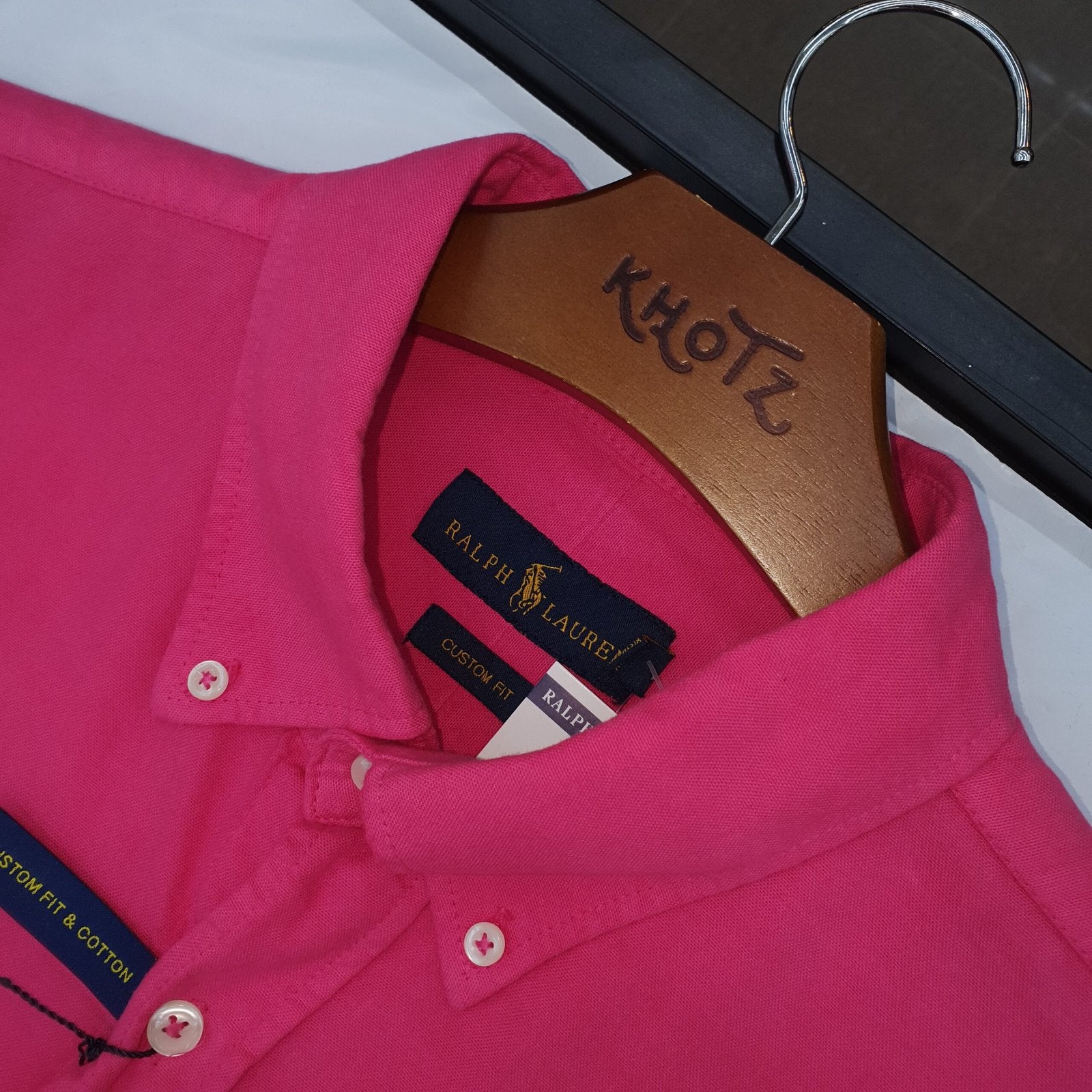 Camisa Ralph Lauren Masculina Oxford Tinturado Rosa Fucsia Pony Celeste