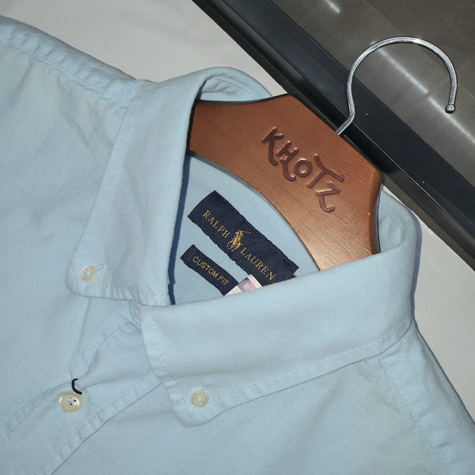 Camisa Ralph Lauren Masculina Oxford Tinturado Azul Bebê Pony Azul