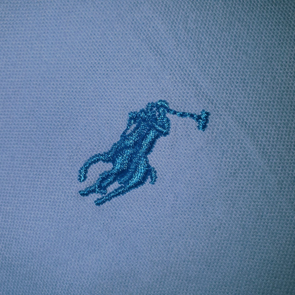 Camisa Ralph Lauren Masculina Oxford Tinturado Azul Bebê Pony Azul