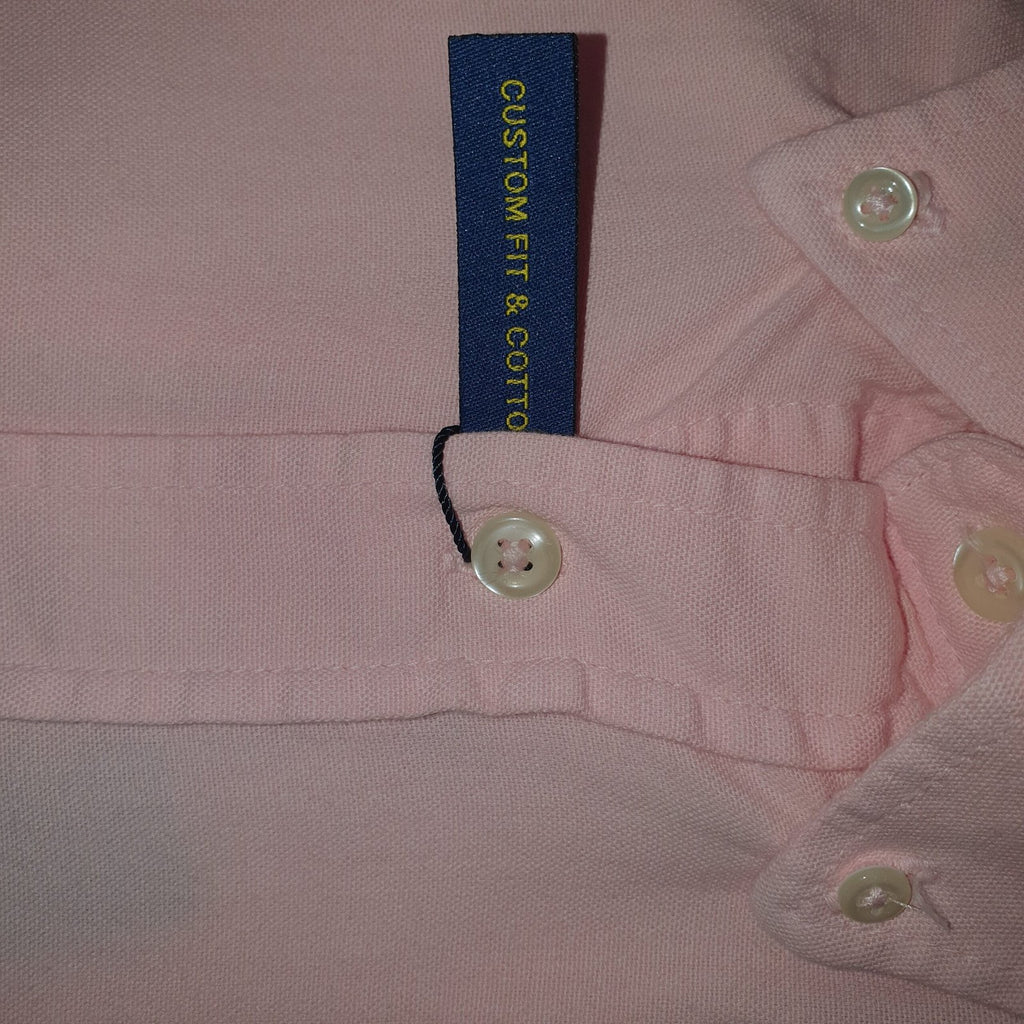 Camisa Ralph Lauren Masculina Oxford Tinturado Rosa Bebê Pony Celeste