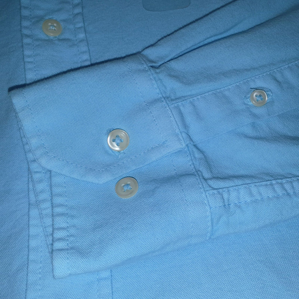 Camisa Ralph Lauren Masculina Oxford Tinturado Azul Bebê Pony Rosa