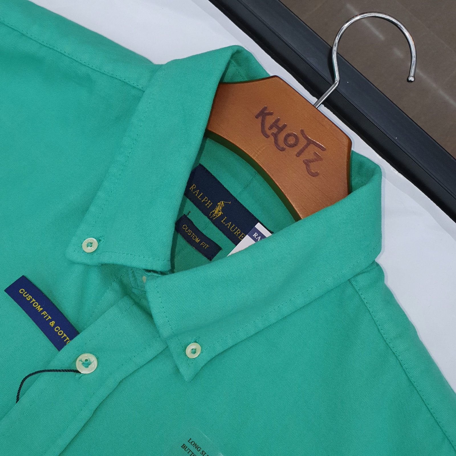 Camisa Ralph Lauren Masculina Oxford Tinturado Verde Esmeralda Pony Limão