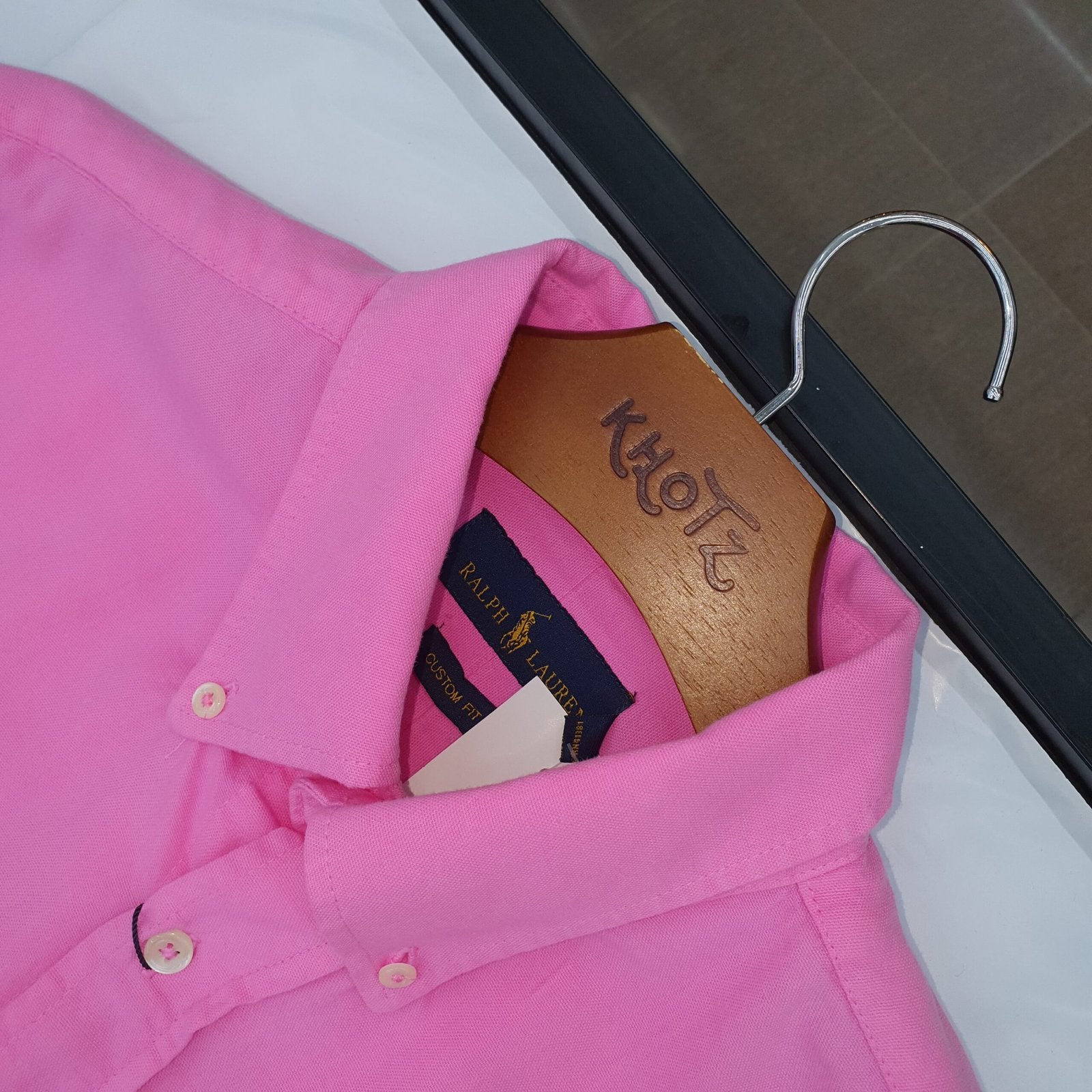 Camisa Ralph Lauren Masculina Oxford Tinturado Rosa Pony Celeste
