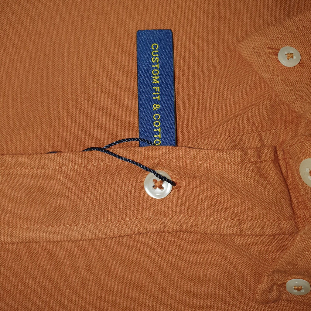 Camisa Ralph Lauren Masculina Oxford Tinturado Caramelo Pony Azul