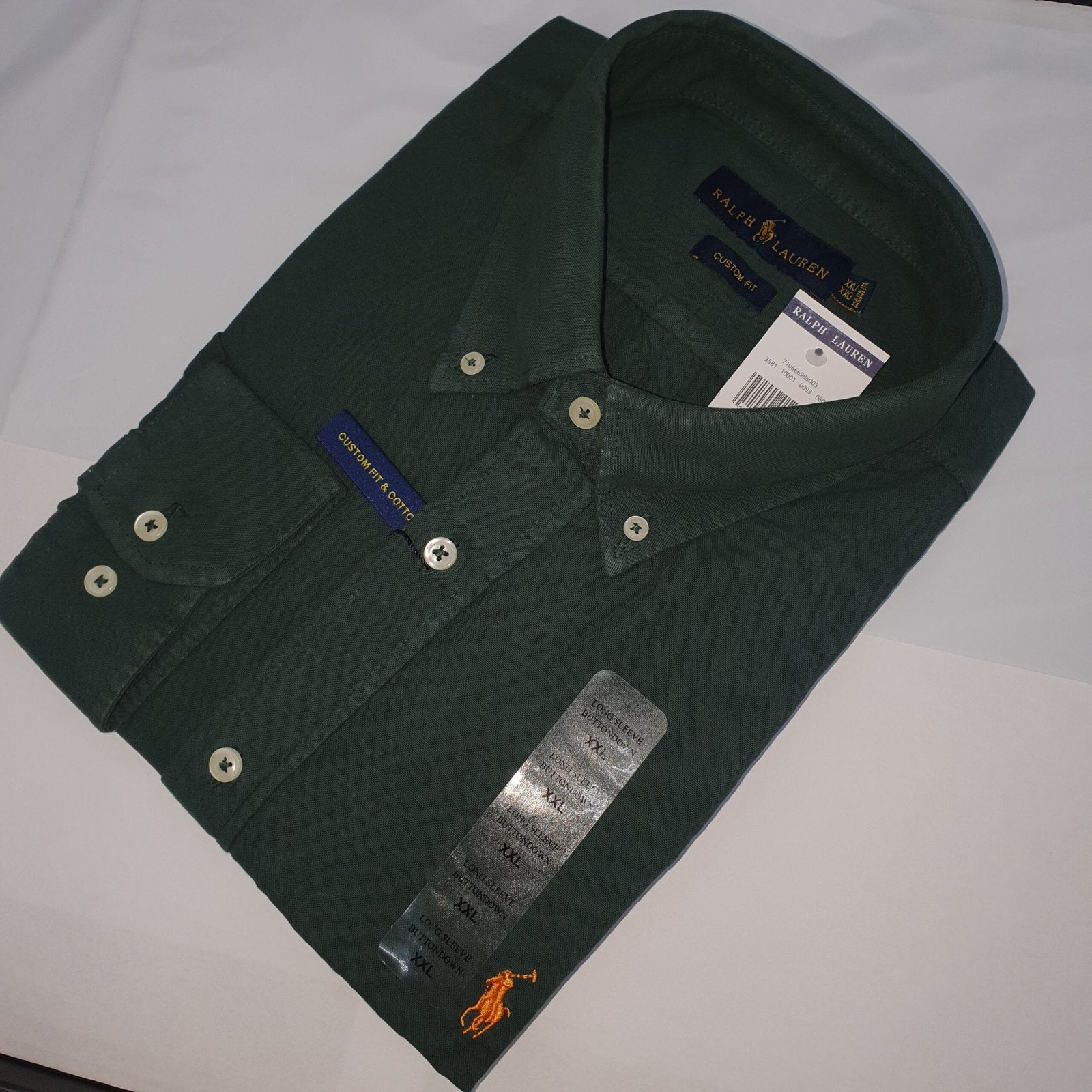 Camisa Ralph Lauren Masculina Oxford Tinturado Verde Floresta Pony Dourado