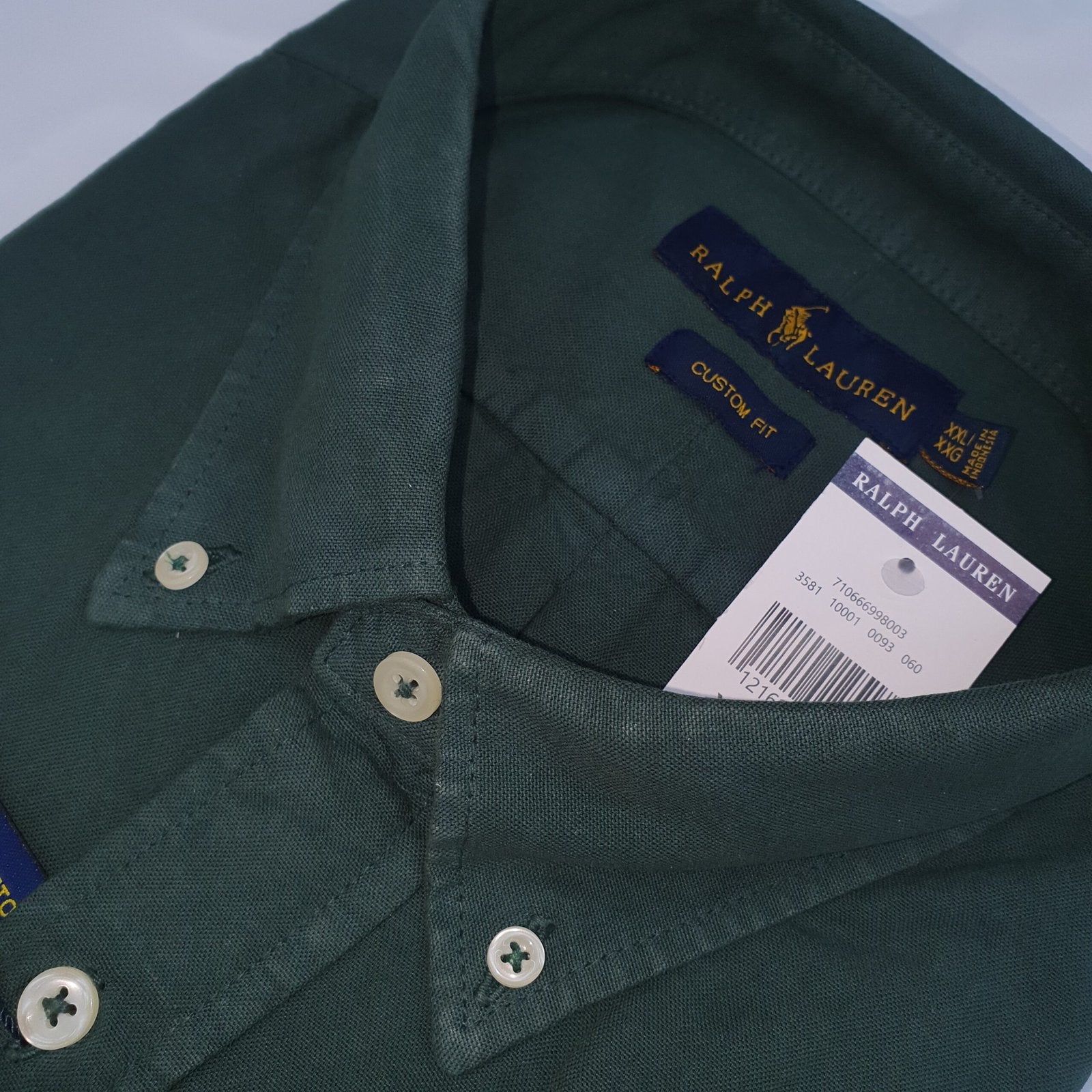 Camisa Ralph Lauren Masculina Oxford Tinturado Verde Floresta Pony Dourado