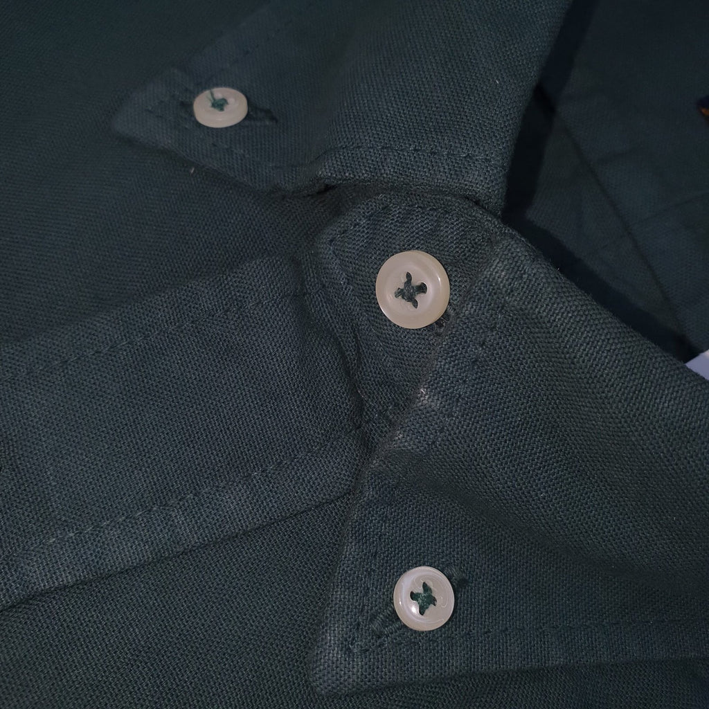 Camisa Ralph Lauren Masculina Oxford Tinturado Verde Floresta Pony Dourado