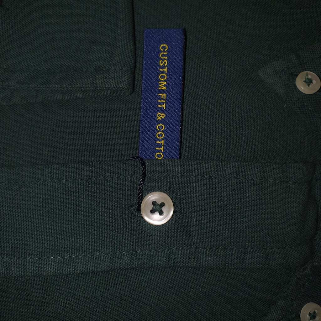 Camisa Ralph Lauren Masculina Oxford Tinturado Verde Floresta Pony Dourado