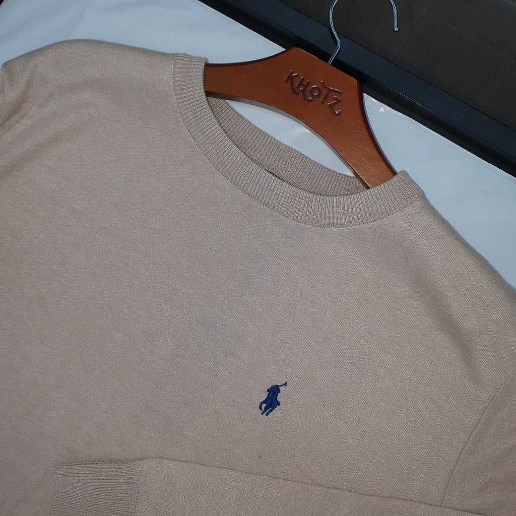 Suéter Ralph Lauren Masculino Areia Puro Algodão Pony Marinho