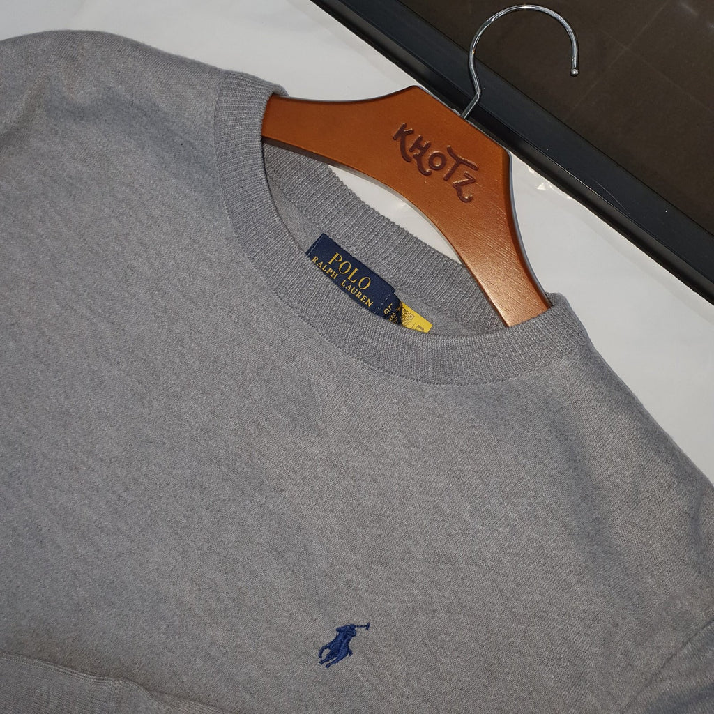 Suéter Ralph Lauren Masculino Cinza Puro Algodão Pony Marinho