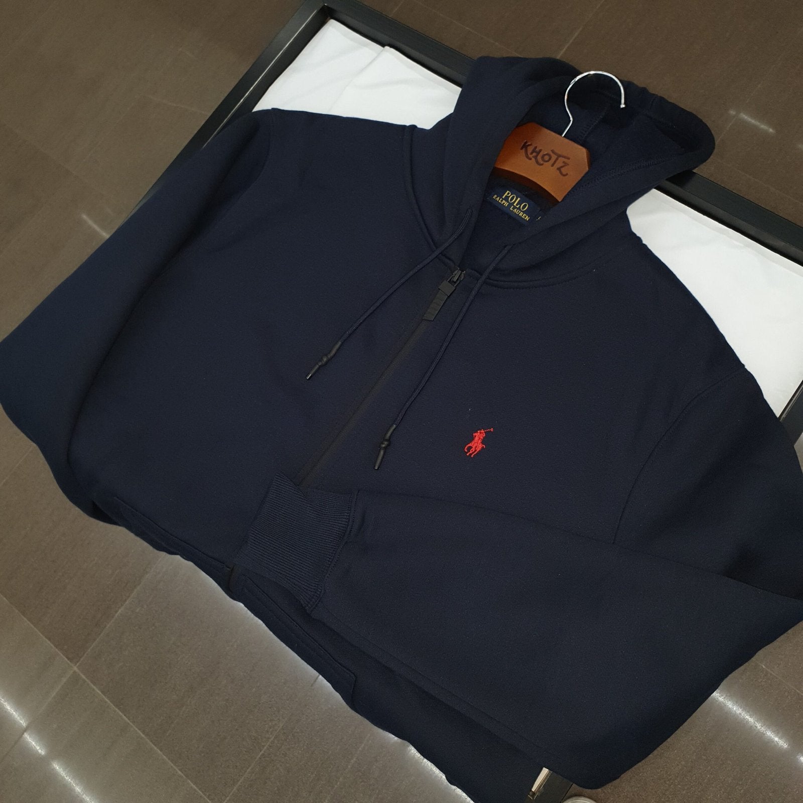 Moletom Zipper Ralph Lauren Masculino Marinho Pony Vermelho Clássico