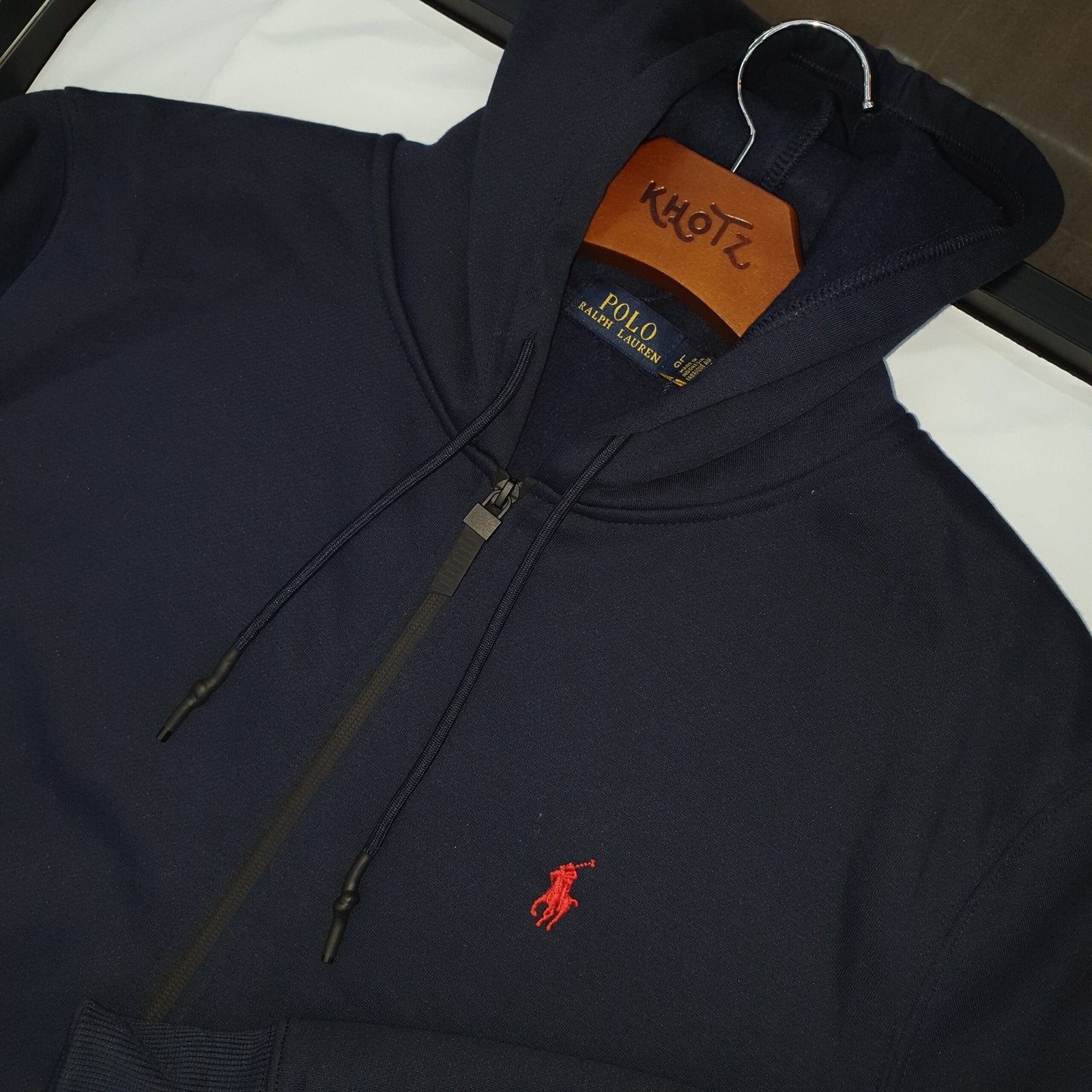 Moletom Zipper Ralph Lauren Masculino Marinho Pony Vermelho Clássico