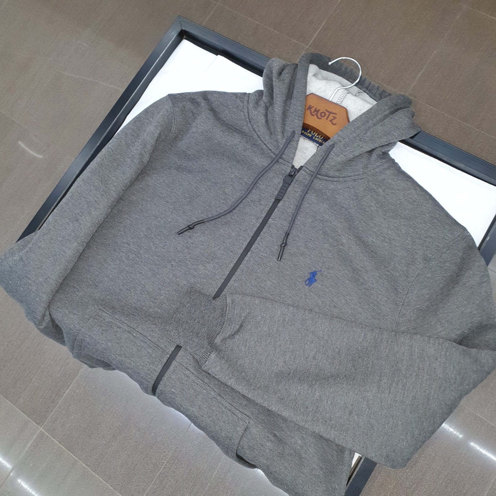 Moletom Zipper Ralph Lauren Masculino Chumbo Pony Marinho Clássico
