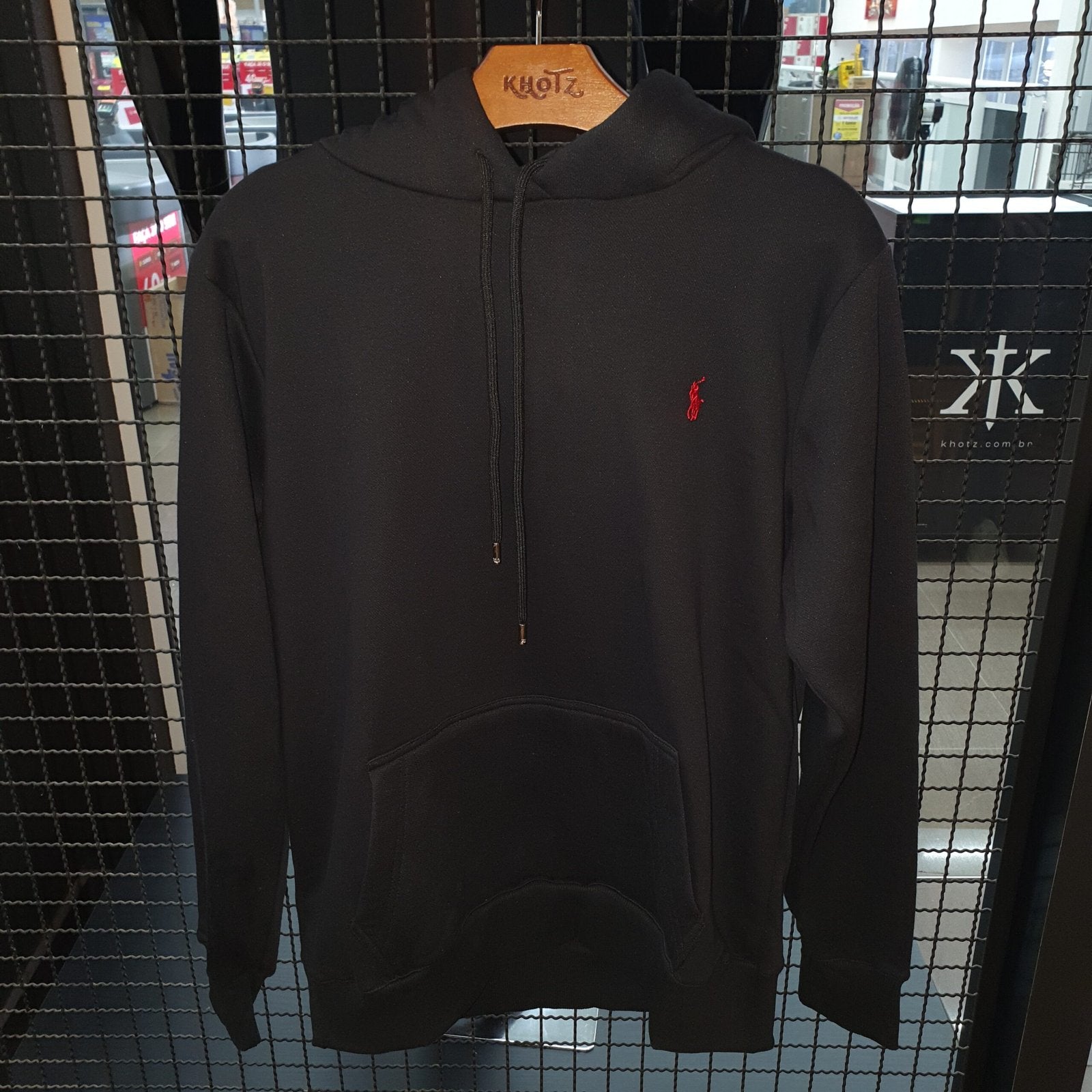 Moletom Ralph Lauren Masculino Preto Pony Vermelho