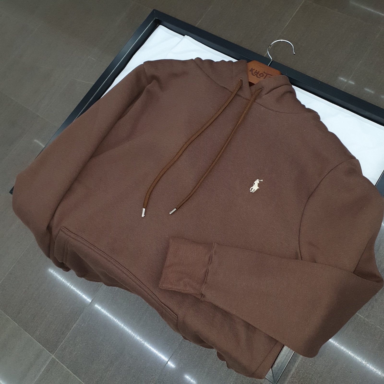 Moletom Ralph Lauren Masculino Marrom Pony Branco